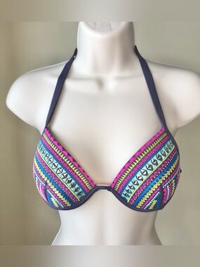 Shade & Shore Purple Embroidered Bikini Top Size 32A